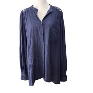 Free people navy blue back embroidered lace back panel size medium